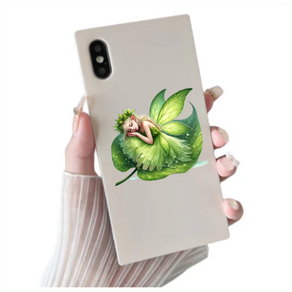Fairy Sleeping Green Leaf Nature Magic Vinyl Sticker Decal