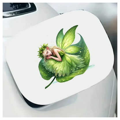 Fairy Sleeping Green Leaf Nature Magic Vinyl Sticker Decal