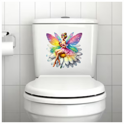 Fairy Rainbow Flower Sitting Daisy Vinyl Sticker Decal