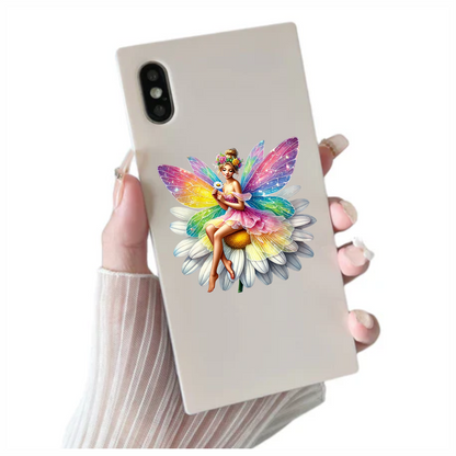 Fairy Rainbow Flower Sitting Daisy Vinyl Sticker Decal