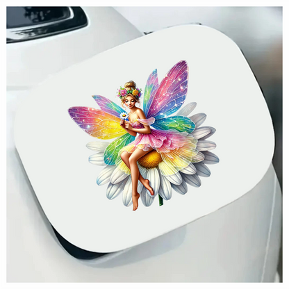 Fairy Rainbow Flower Sitting Daisy Vinyl Sticker Decal