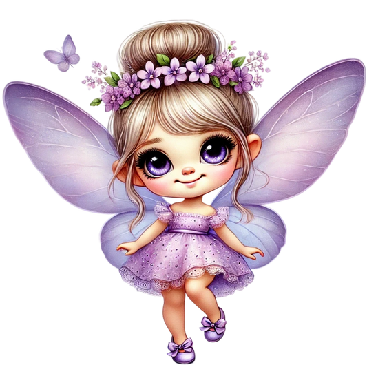 Fairy Purple Dress Wings Flower Vinyl Sticker Decal