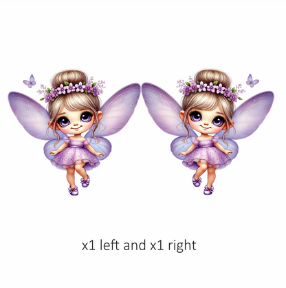 Fairy Purple Dress Wings Flower Vinyl Sticker Decal
