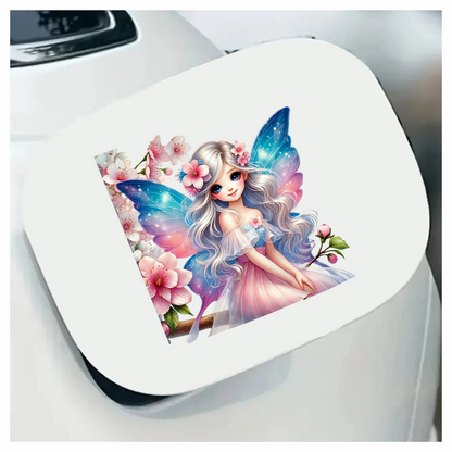 Blue Pink Fairy Girl Flowers Vinyl Sticker Decal