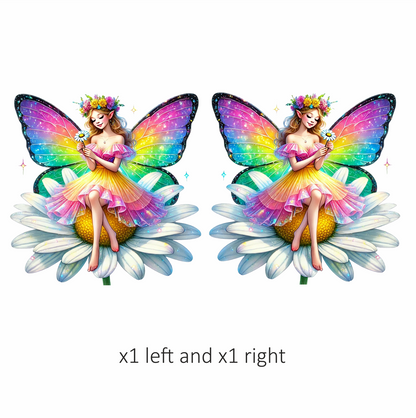 Fairy Rainbow Wings Daisy Flower Vinyl Sticker Decal