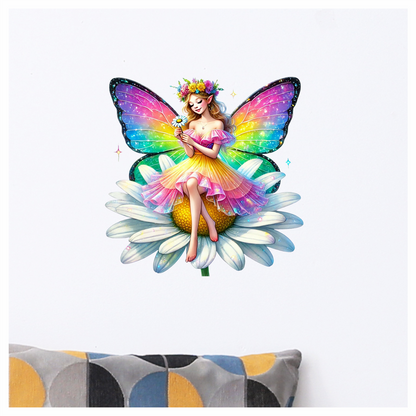 Fairy Rainbow Wings Daisy Flower Vinyl Sticker Decal