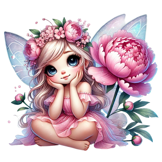 Fairy Pink Dress Flower Wings Vinyl Sticker Decal