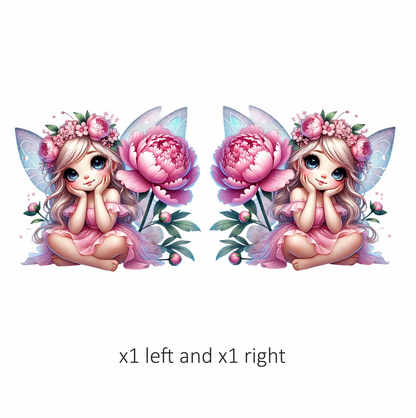 Fairy Pink Dress Flower Wings Vinyl Sticker Decal