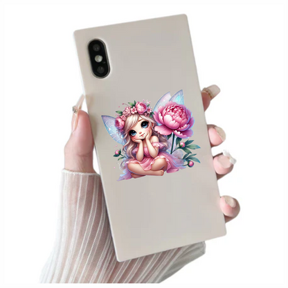 Fairy Pink Dress Flower Wings Vinyl Sticker Decal