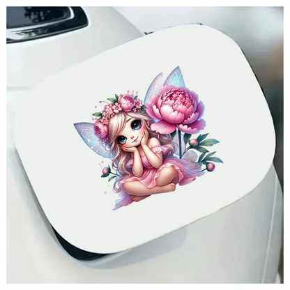 Fairy Pink Dress Flower Wings Vinyl Sticker Decal