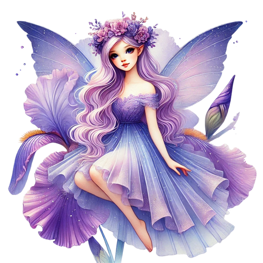Fairy Purple Wings Dress Flower Vinyl Sticker Decal