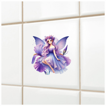 Fairy Purple Wings Dress Flower Vinyl Sticker Decal