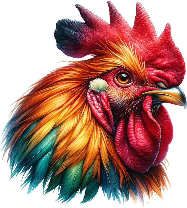 Red Rooster Chicken Bright Feathers Vinyl Sticker Decal