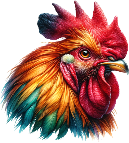 Red Rooster Chicken Bright Feathers Vinyl Sticker Decal