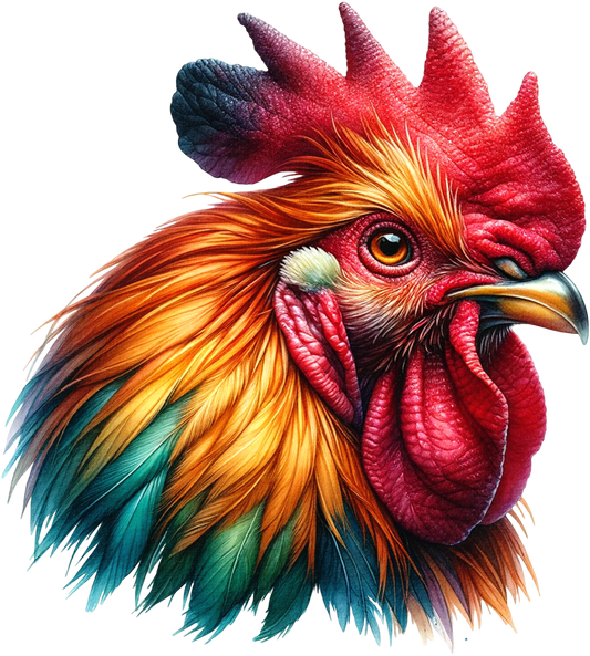 Red Rooster Chicken Bright Feathers Vinyl Sticker Decal