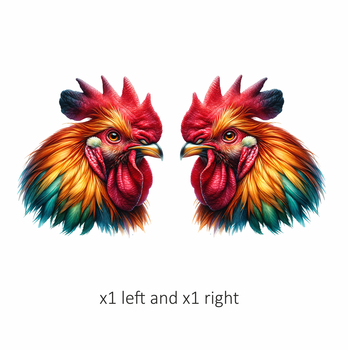 Red Rooster Chicken Bright Feathers Vinyl Sticker Decal