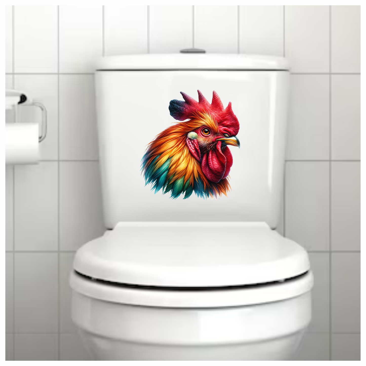 Red Rooster Chicken Bright Feathers Vinyl Sticker Decal