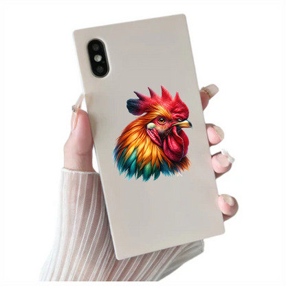 Red Rooster Chicken Bright Feathers Vinyl Sticker Decal