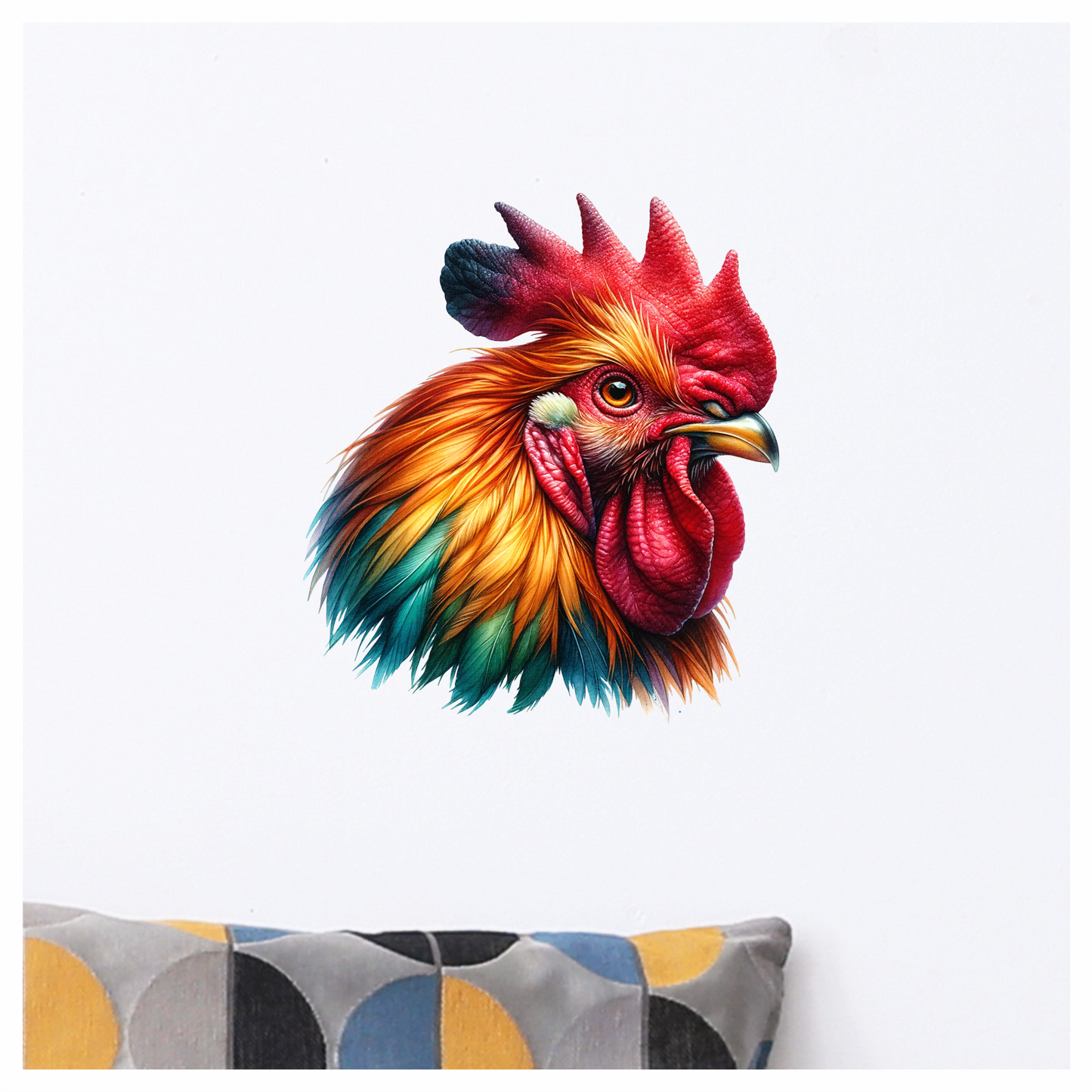 Red Rooster Chicken Bright Feathers Vinyl Sticker Decal