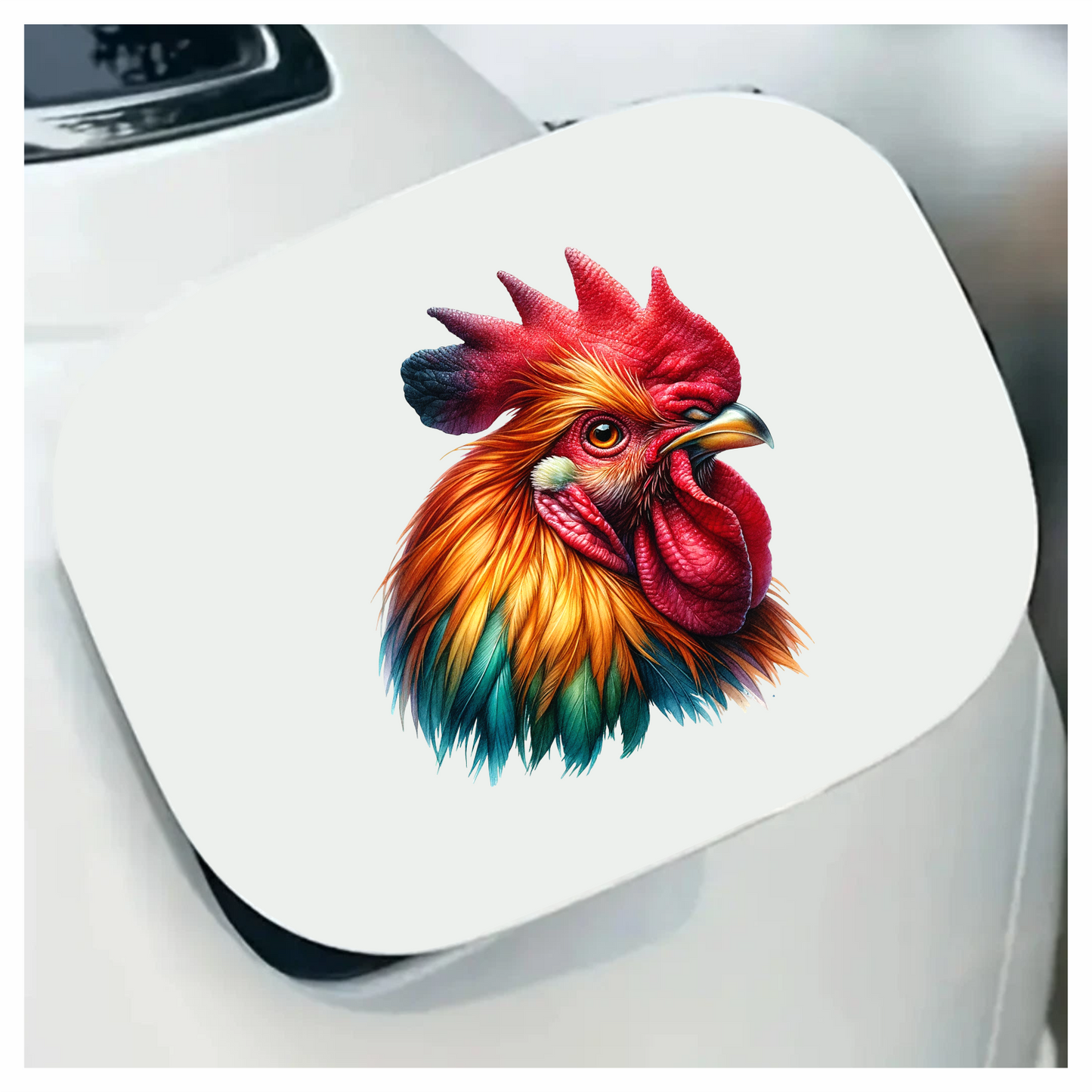 Red Rooster Chicken Bright Feathers Vinyl Sticker Decal