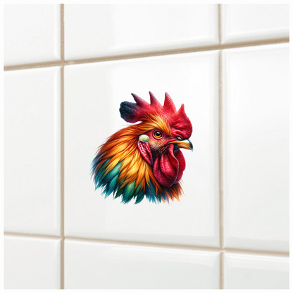 Red Rooster Chicken Bright Feathers Vinyl Sticker Decal
