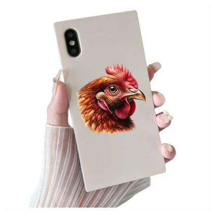 Brown Chicken Head Portrait Close Vinyl Sticker Decal