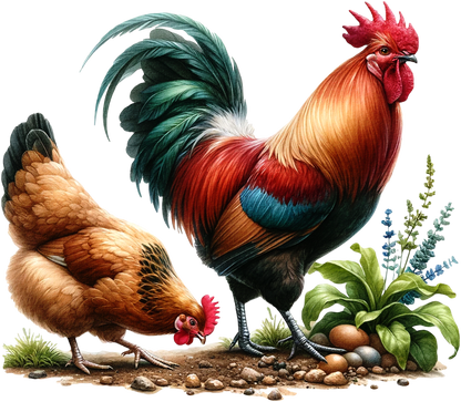 Rooster Red Hen Brown Eggs Vinyl Sticker Decal