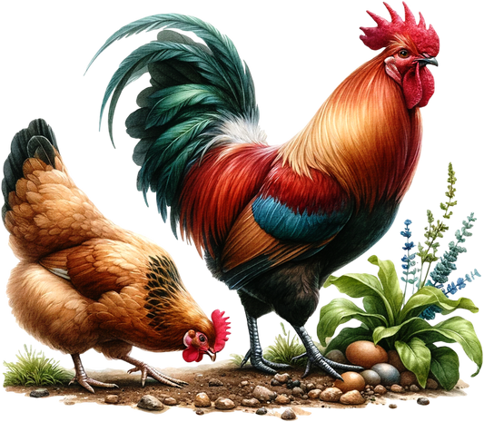 Rooster Red Hen Brown Eggs Vinyl Sticker Decal