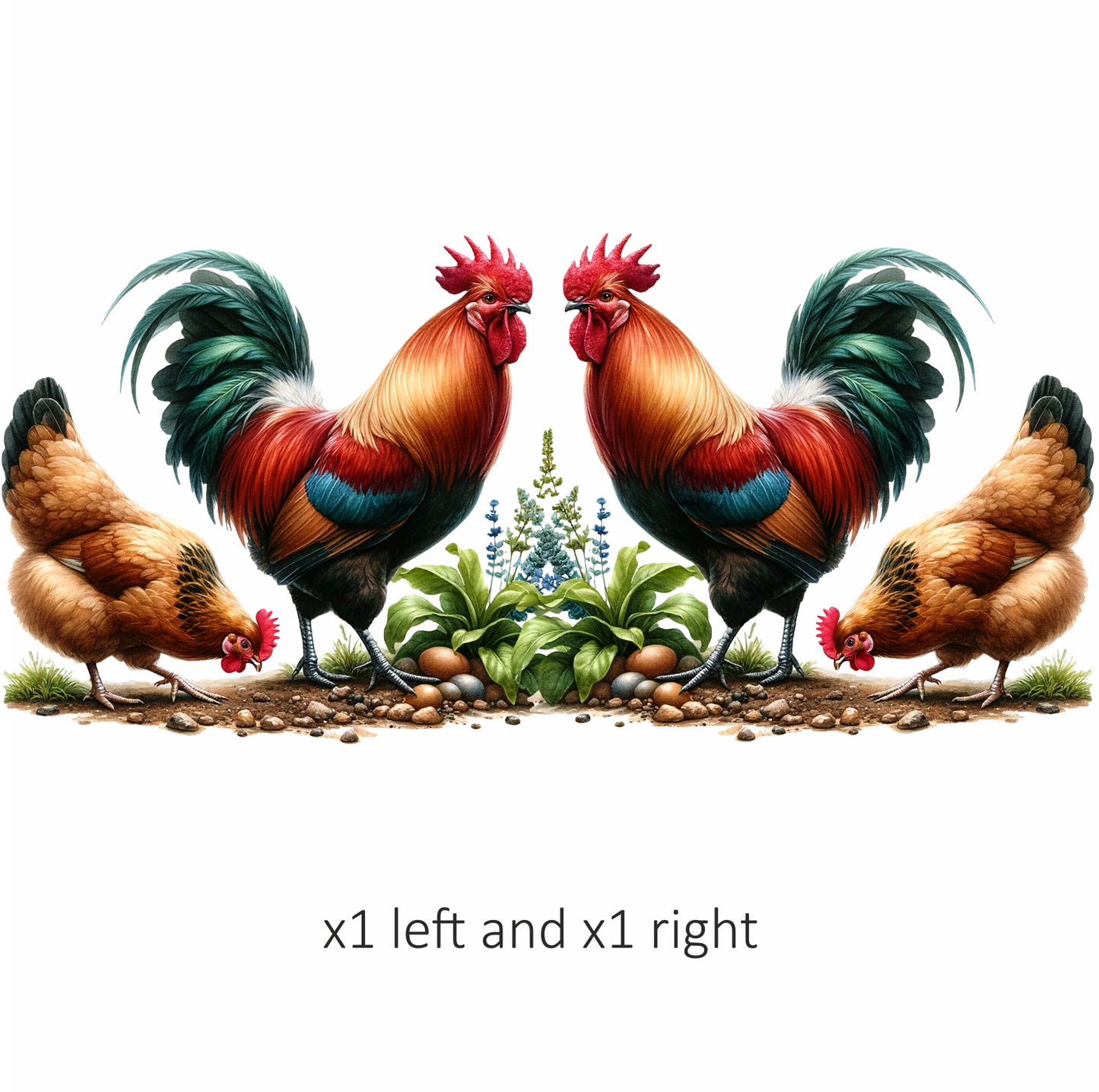 Rooster Red Hen Brown Eggs Vinyl Sticker Decal