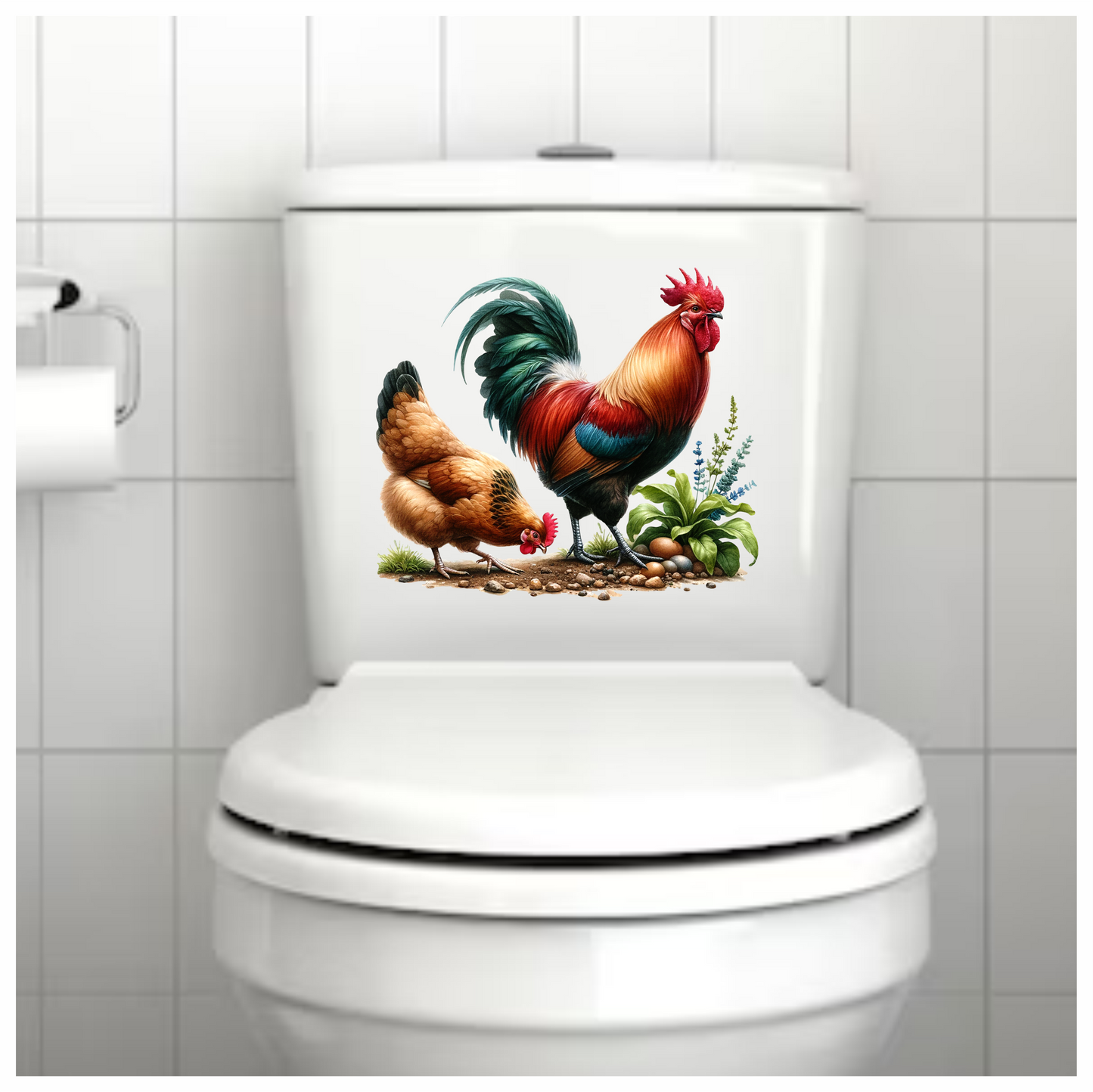 Rooster Red Hen Brown Eggs Vinyl Sticker Decal