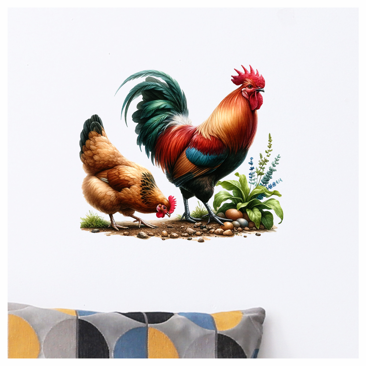 Rooster Red Hen Brown Eggs Vinyl Sticker Decal