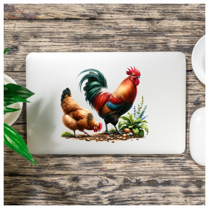 Rooster Red Hen Brown Eggs Vinyl Sticker Decal