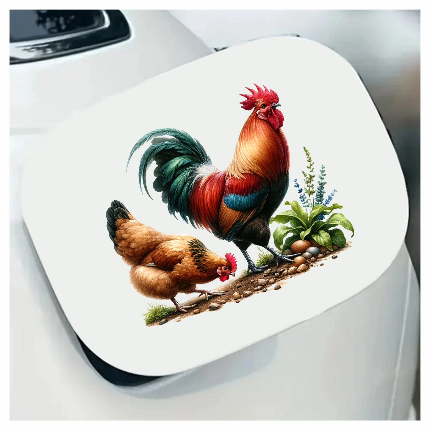 Rooster Red Hen Brown Eggs Vinyl Sticker Decal