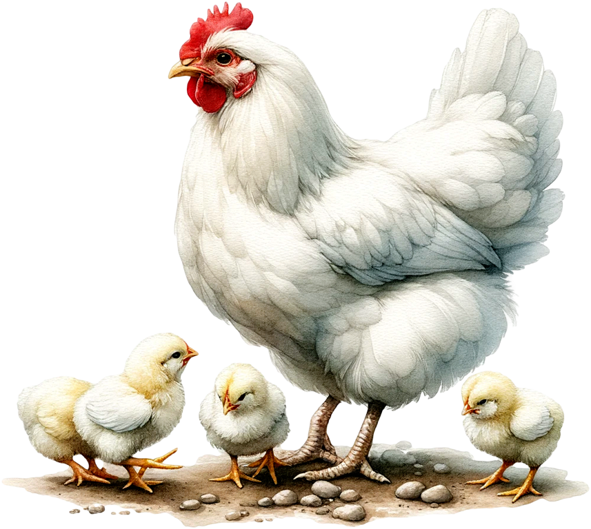 White Hen Chicks Farmyard Poultry Vinyl Sticker Decal