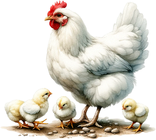 White Hen Chicks Farmyard Poultry Vinyl Sticker Decal