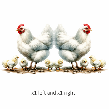 White Hen Chicks Farmyard Poultry Vinyl Sticker Decal