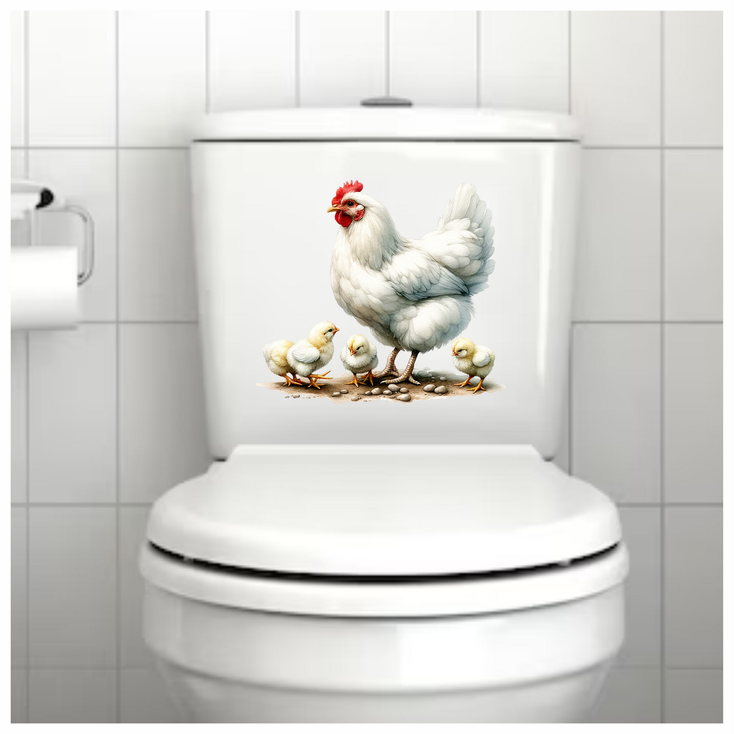 White Hen Chicks Farmyard Poultry Vinyl Sticker Decal