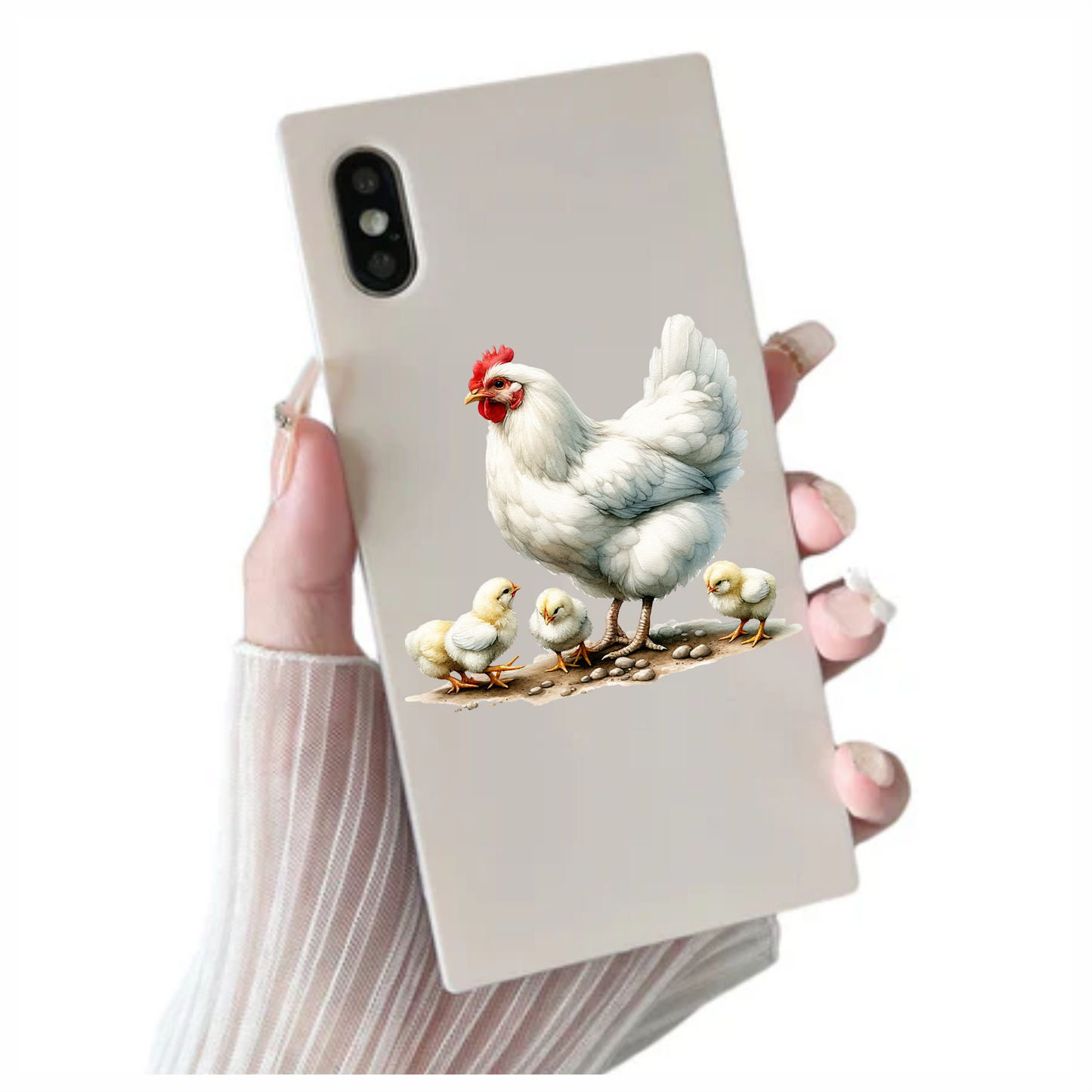 White Hen Chicks Farmyard Poultry Vinyl Sticker Decal