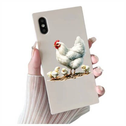 White Hen Chicks Farmyard Poultry Vinyl Sticker Decal