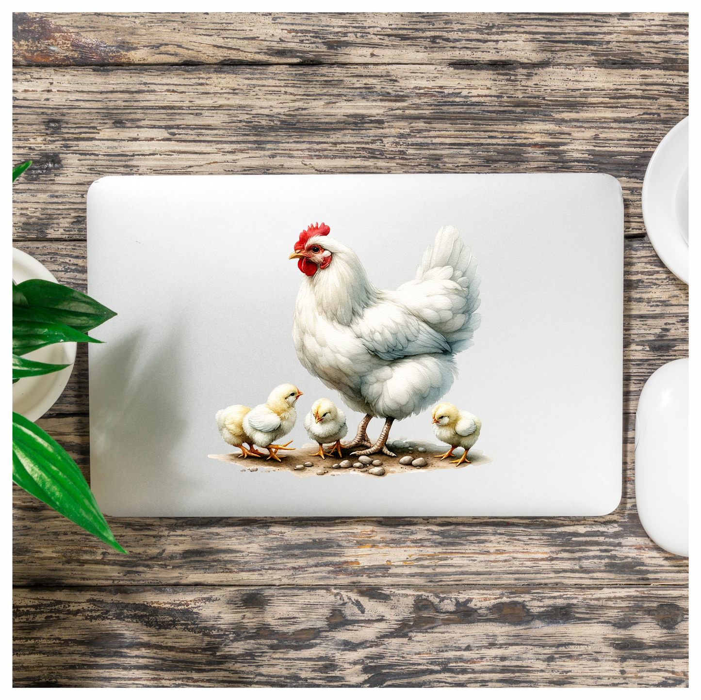 White Hen Chicks Farmyard Poultry Vinyl Sticker Decal