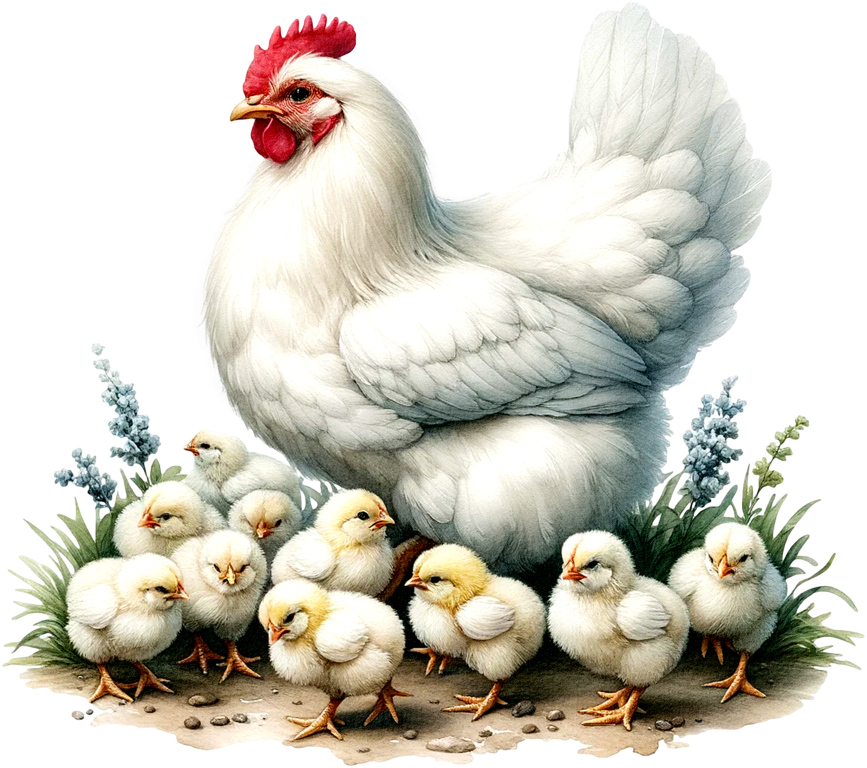 White Hen Chicken Chicks Farm Vinyl Sticker Decal