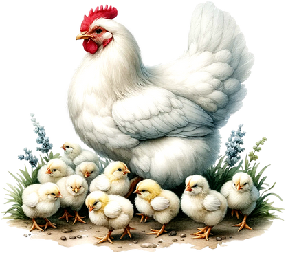 White Hen Chicken Chicks Farm Vinyl Sticker Decal