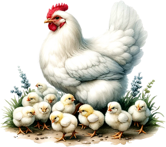 White Hen Chicken Chicks Farm Vinyl Sticker Decal