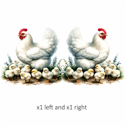 White Hen Chicken Chicks Farm Vinyl Sticker Decal