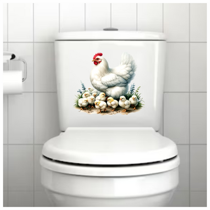White Hen Chicken Chicks Farm Vinyl Sticker Decal
