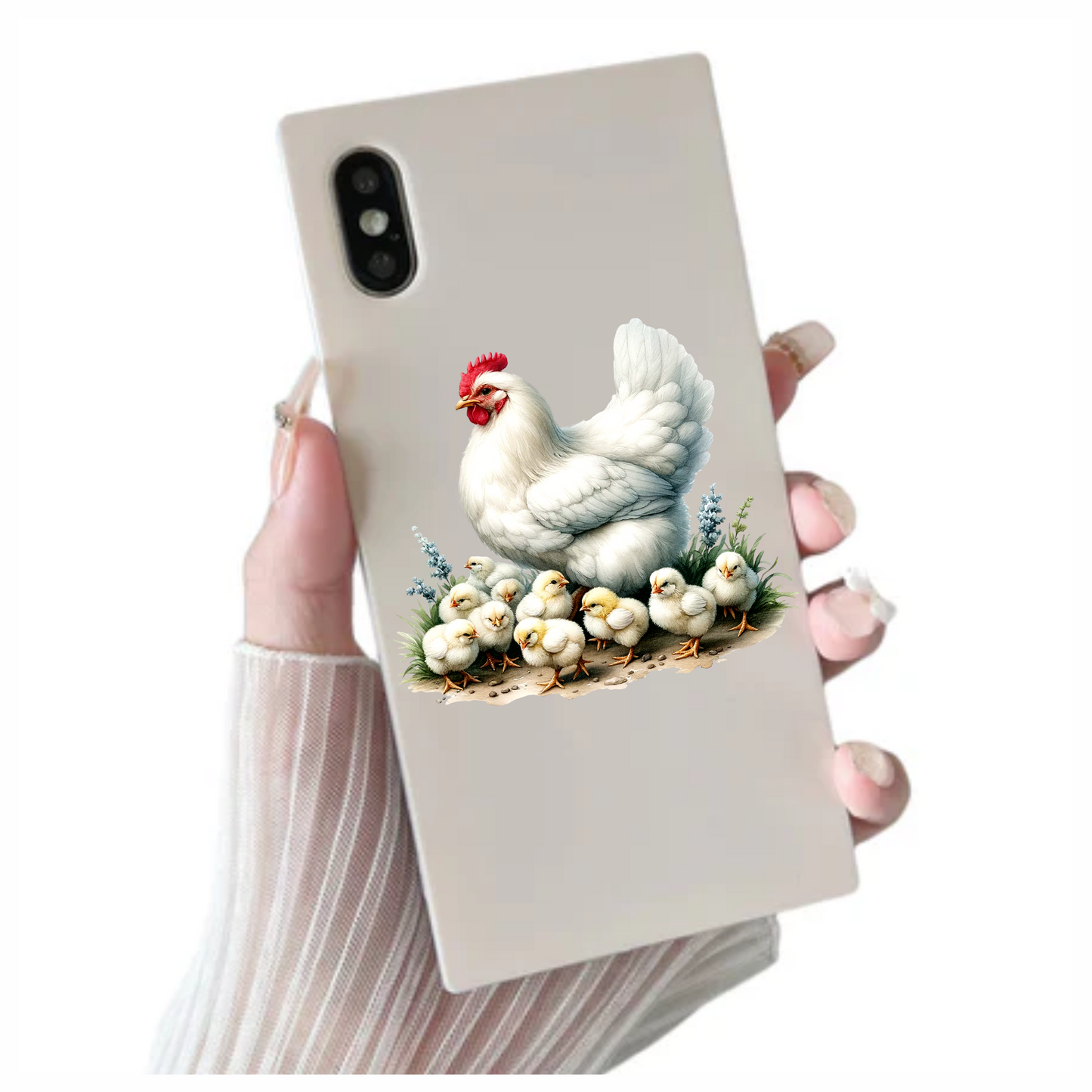 White Hen Chicken Chicks Farm Vinyl Sticker Decal