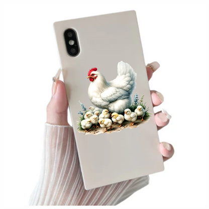 White Hen Chicken Chicks Farm Vinyl Sticker Decal