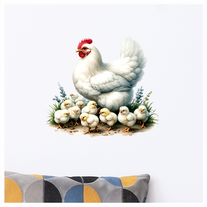 White Hen Chicken Chicks Farm Vinyl Sticker Decal