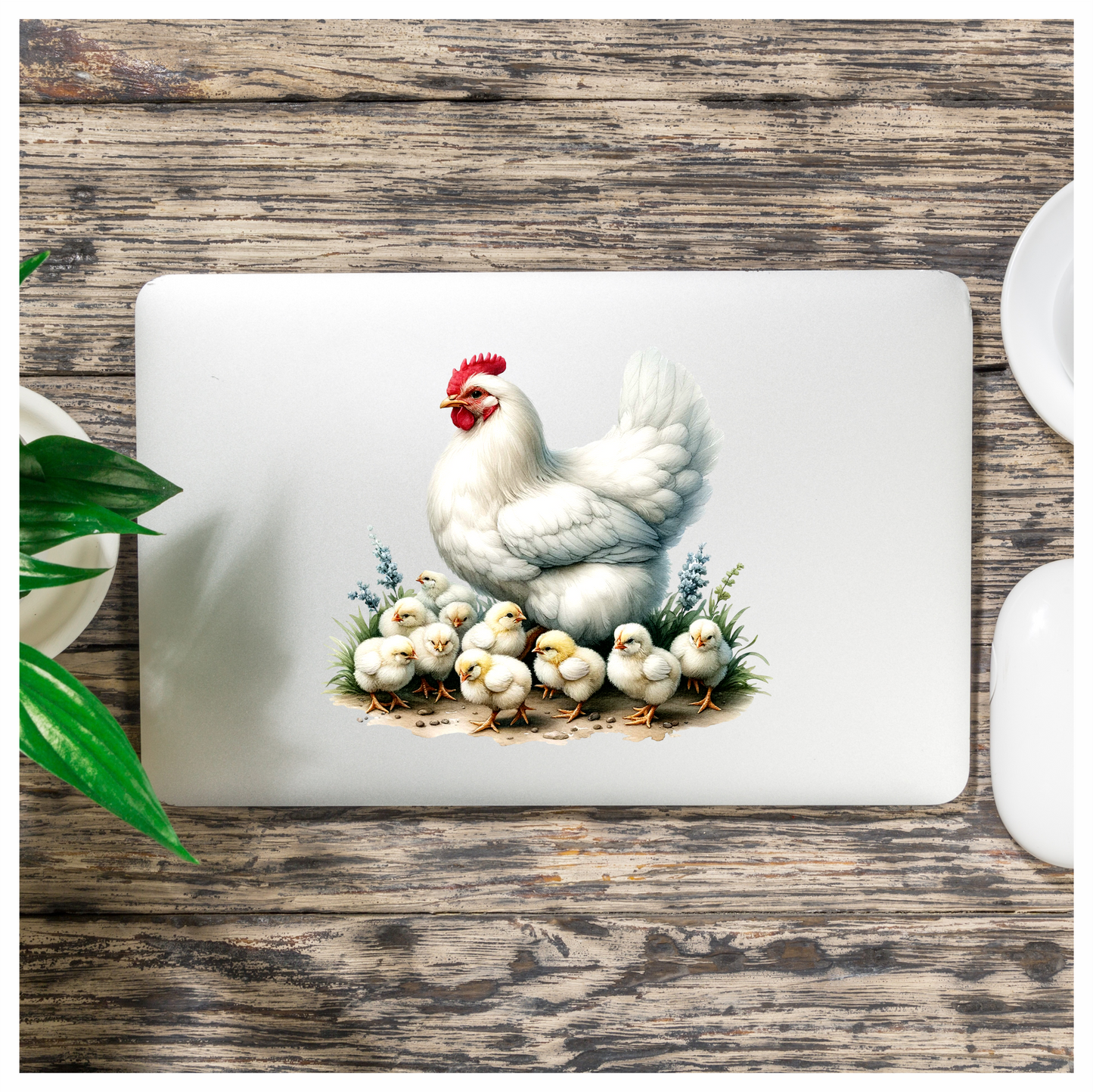 White Hen Chicken Chicks Farm Vinyl Sticker Decal