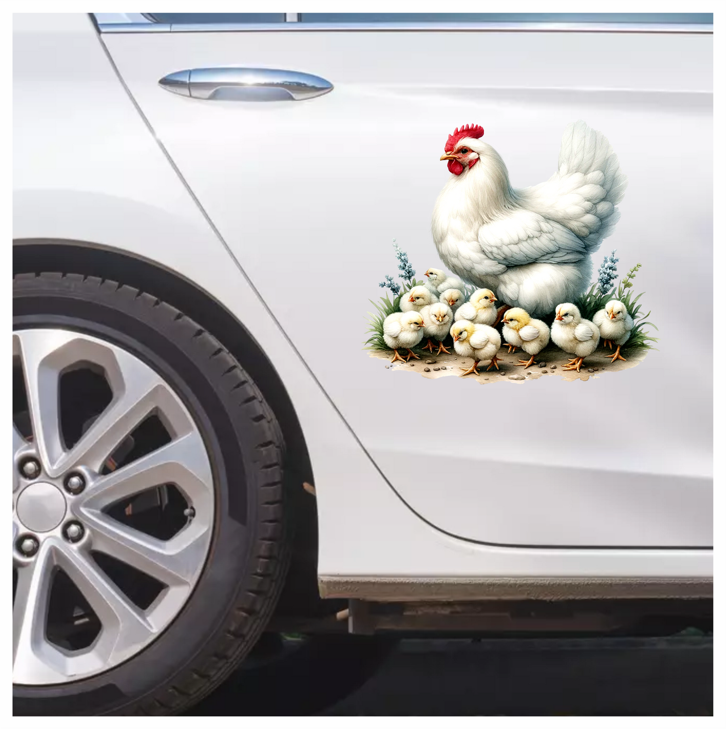 White Hen Chicken Chicks Farm Vinyl Sticker Decal